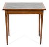 A Louis Philippe Slate Inset and Walnut Side Table Height 28 1/4 x width 30 1/2 x depth 21 inches.