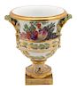 A Handpainted and Gilt Clignancourt Porcelain Urn Height 8 7/8 x width 6 7/8 inches.