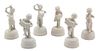 Six Spanish Bisque Figures Height 3 3/4 inches.