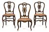 Three English Regency Ebonized and Gilt Decorated Side Chairs Height of tallest 32 3/4 inches.