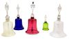 Five English Glass Bells Height of tallest 11 1/2 inches.