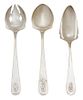 Three Arts & Crafts American Silver Hand Hammered Serving Pieces, Kalo Shop, Chicago, 20th Century, comprising a serving fork