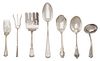 Seven Miscellaneous American Silver Serving Pieces, Various Makers, comprising 3 serving spoons, 2 serving forks, a ladle and