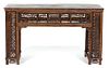 A Chinese Carved Elmwood Console Table Height 35 x width 58 x depth 18 3/4 inches.