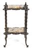 An Indian Wrought Iron and Marble Side Table Height 31 x width 18 x depth 14 inches.