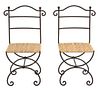 A Pair of Ironwork Sidechairs Height 37 x width 17 x depth 18 inches.
