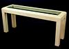 BEIGE LACQUERED GLASS TOP CONSOLE TABLE