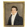 AMERICAN OR BRITISH SCHOOL (19TH CENTURY) MINIATURE PORTRAIT OF A YOUNG MAN