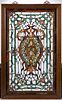 FLORAL AND SCROLL LEADED GLASS WINDOW PANE