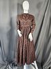 Antique Victorian c1890 Brown Printed Cotton Dress and Capelet