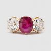18K Yellow Gold, Ruby, and Diamond Ring