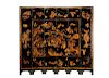 Chinese Six Panel Black Lacquer Floor Screen