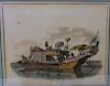 HAND COLORED ENGRAVING OF CHINESE RIVER SCENE - GEORGE NICOLS
