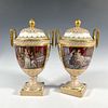 Pair of Dresden Porcelain Vases with Lids