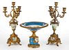 CONTINENTAL SEVRES-STYLE ORMOLU-MOUNTED PORCELAIN ARTICLES, LOT OF THREE