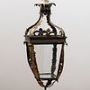 Italian Painted and Parcel-Gilt Tôle and Brass Lantern