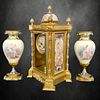 19th C. TIFFANY & Co. Sevres Champleve Bonze Clock Set
