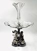 A Large 19th C. French Christofle Silver-Plated Baccarat Crystal Figural Centerpiece