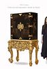 19th C. Japanned Hand Painted Bronze & Wood Cabinet On Figural Giltwood Stand
