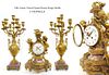 A Large 19th C. French J. Olivella Bronze Rouge Marble Figural Clock set