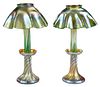 Pair of Tiffany Favrile Candlestick Lamps with Shades