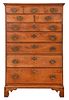 American Chippendale Figured Maple Tall Chest
