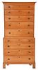 New England Chippendale Style Maple Chest on Chest