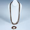 2pc Carolee Bronze Baroque Faux Pearl Necklace and Bracelet