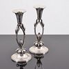 Pair of Sterling Silver Candlesticks Attributed to William DeMatteo