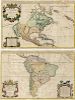 Large scale pair of map of the Americas