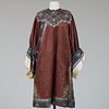 Chinese Brown Silk Damask Informal Robe and a Silk Velvet Brocade Panel