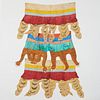 Group of Three Tibetan Silk and Cotton Tiger Temple Banners