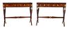 Pair of Continental Egyptian Revival Bronze Mounted Mahogany Console Tables