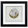 Guillaume Azoulay, "Sketch D" Framed Original Pen and Ink Drawing with Hand Laid Goldleaf, Hand Signed with Letter of Authenticity
