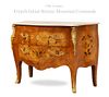 19th C. French Inlaid Bronze Mounted Top Marble Commode/Cabinet