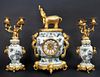 19th C. French Japonisme Bronze & Porcelain Clock Set