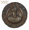Iran Persian King Reza Shah Pahlavi Portrait Bronze Figural Decorative Wall Plate, Signed