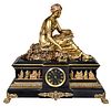 Neoclassical Style Gilt Bronze Figural Mantle Clock