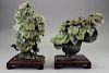 (2)Carved Chinese Spinach Jade Floral Arrangements