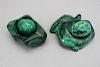 (2) Malachite Eggs w/ Carved Stands