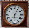 Oak Case Wall Clock The Standard Elec Time Co Springfield Mass (battery) 16"Sq X 3"D