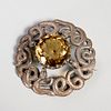 Large Victorian silver and citrine kilt pin