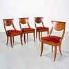 Set (4) Baltic Biedermeier walnut side chairs
