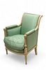 French Louis XVI Carved And Painted Fauteuil Ca. 1790-1830, H 36" W 25" Depth 21"