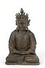 Bronze Seated Figure of a Bodhisattva, H 12" W 7.5" Depth 5"