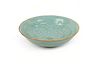 Chinese Celadon Porcelain Shallow Bowl, Gold Trimmed, H 2.2" Dia. 7.2"