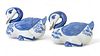 Maitland-Smith (British) Blue & White Porcelain Ducks, H 6" W 6" L 10" 1 Pair