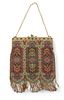 Beaded Fancy Evening Bag with Fringe Ca. 1900, H 10" W 8"