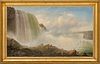 Ferdinand Richardt (American, 1819-1895) Oil on Canvas Ca. 1865, "View of Niagara Falls", H 36.5" W 62.25"