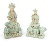 Chinese Celadon Statues H 24" W 13" 1 Pair